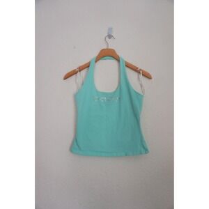 Bebe Y2K Halter Top Rhinestone Baby tee Size L